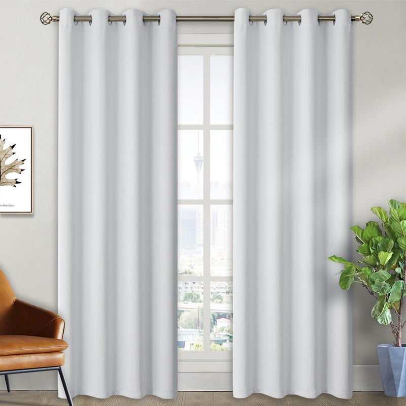 BGment Room Darkening Curtains 84 Inches Long - Grommet Thermal Insulated Drapes Window Treatment Curtains for Bedroom, 2 Panels, 52 x 84 Inch, Greyish White - Image 1
